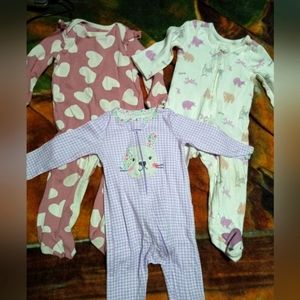3 pairs warm footsie pj's